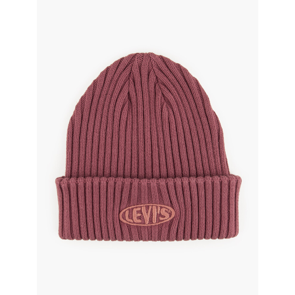 Levis Men's Knitted Cuff Beanie ~ Garment Dye dull red