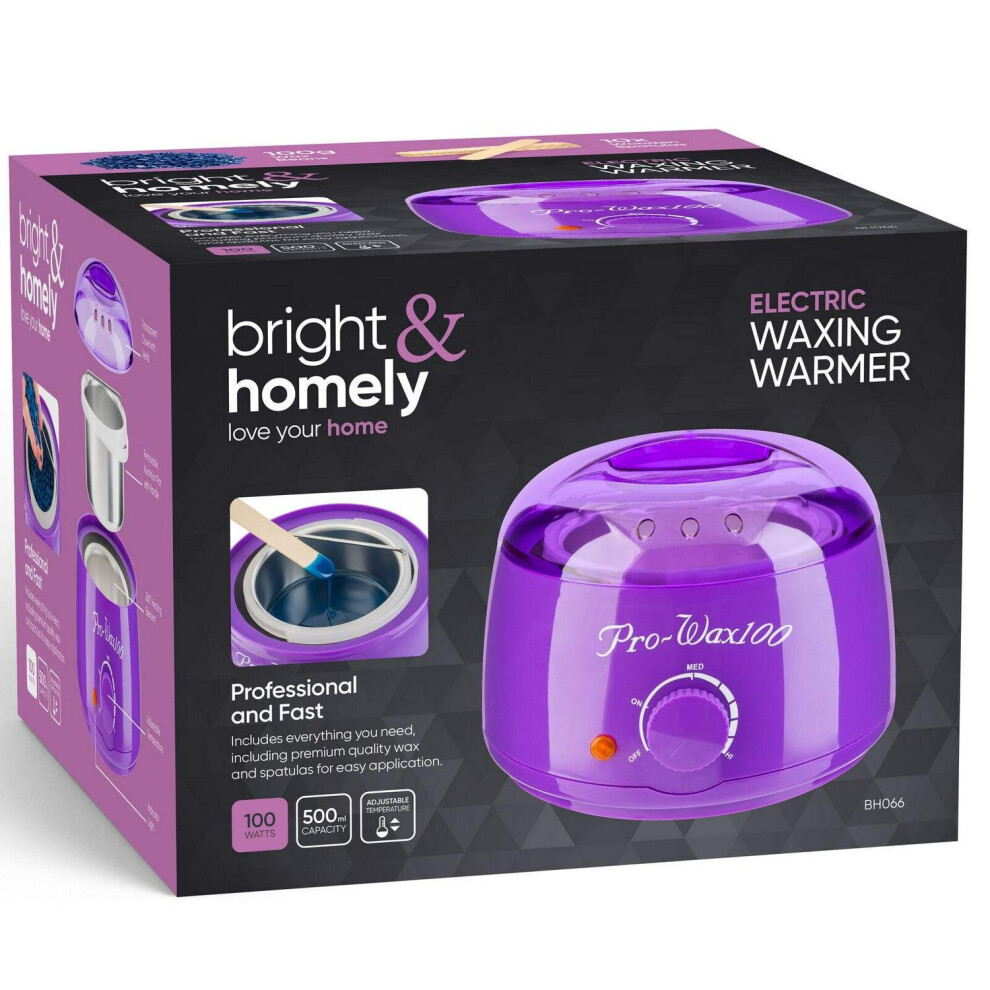 Bright & Homely Wax Warmer Heater Pot Machine Waxing Hair Removal With Beans And 10 Spatula Kit
