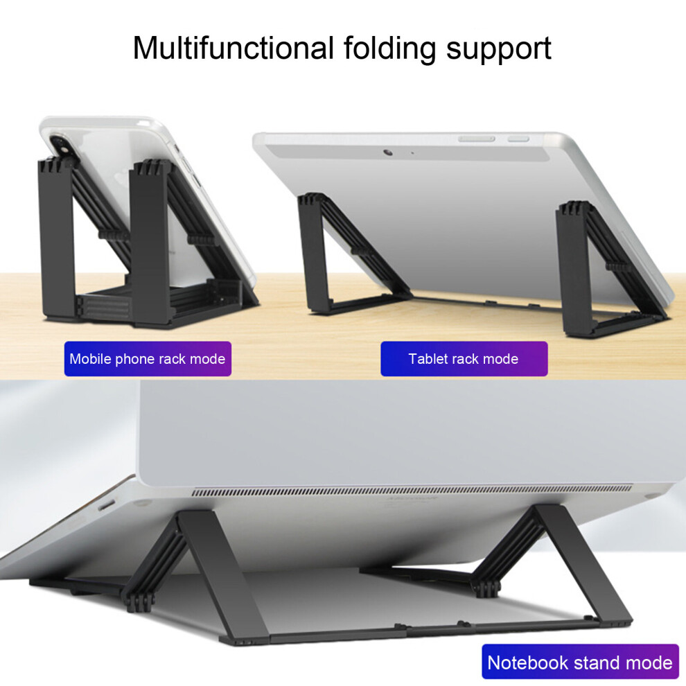(Black) Laptop Stand Multifunctional Foldable Portable Phone Tablet Notebook Cooling Riser Holder For Office Black 9424349277953