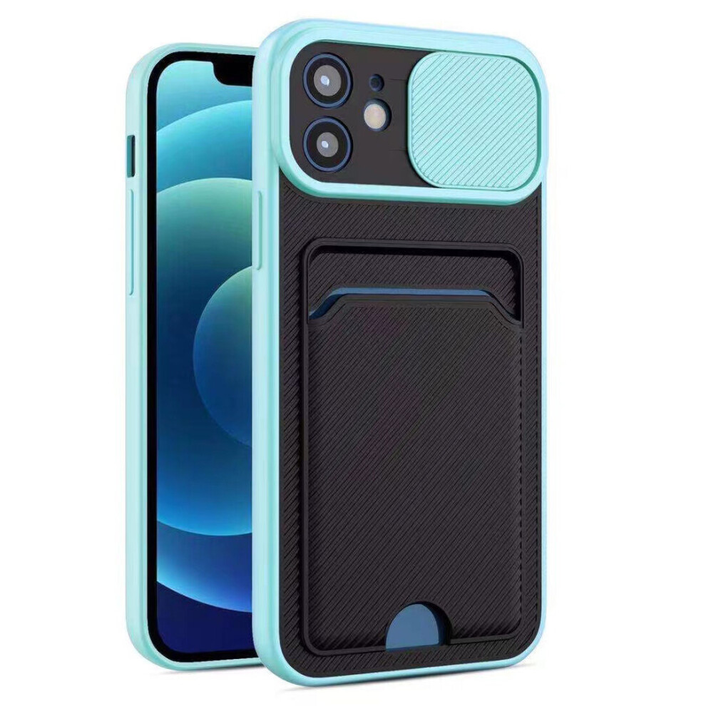 Compatible With Iphone Xr - In Cyan Ultra Thin Case With Card Slot & Camera Shutter Blue 7427277366692