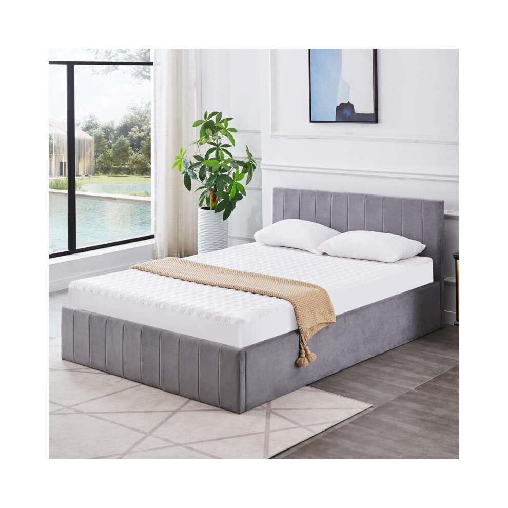 (Single 3FT) Kosy Koala Grey Velvet Ottoman Fabric Storage Bed