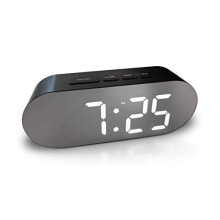 Digital Alarm Clock - Mains Powered, Big Digit Mirror Display, No Frills Simple Operation Alarm Clocks, Bedside Alarm, Snooze, Non Ticking, Full Ra