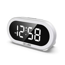 OCUBE LED Digital Alarm Clock - 5 Alarm Sounds, USB Charging, 4.6-inch Large White Display, Full Brightness Dimmer, Easy Snooze