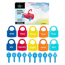 ZIB Educational Numeric Locks, Learning Locks with Keys, Number Matching & Counting Toys for Kids, Montessori Preschool Toys for Children 3+