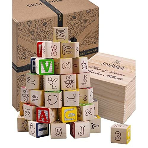 Jaques of London Alphabet Wooden Building Blocks | Alphabet Blocks Toys ...