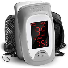 Finger Pulse Oximeter OX01R | Measures SpO2, Blood Oxygen, Pulse Rate | Digital Easy to Read Display & Accurate Readings | Comes with Lanyard and