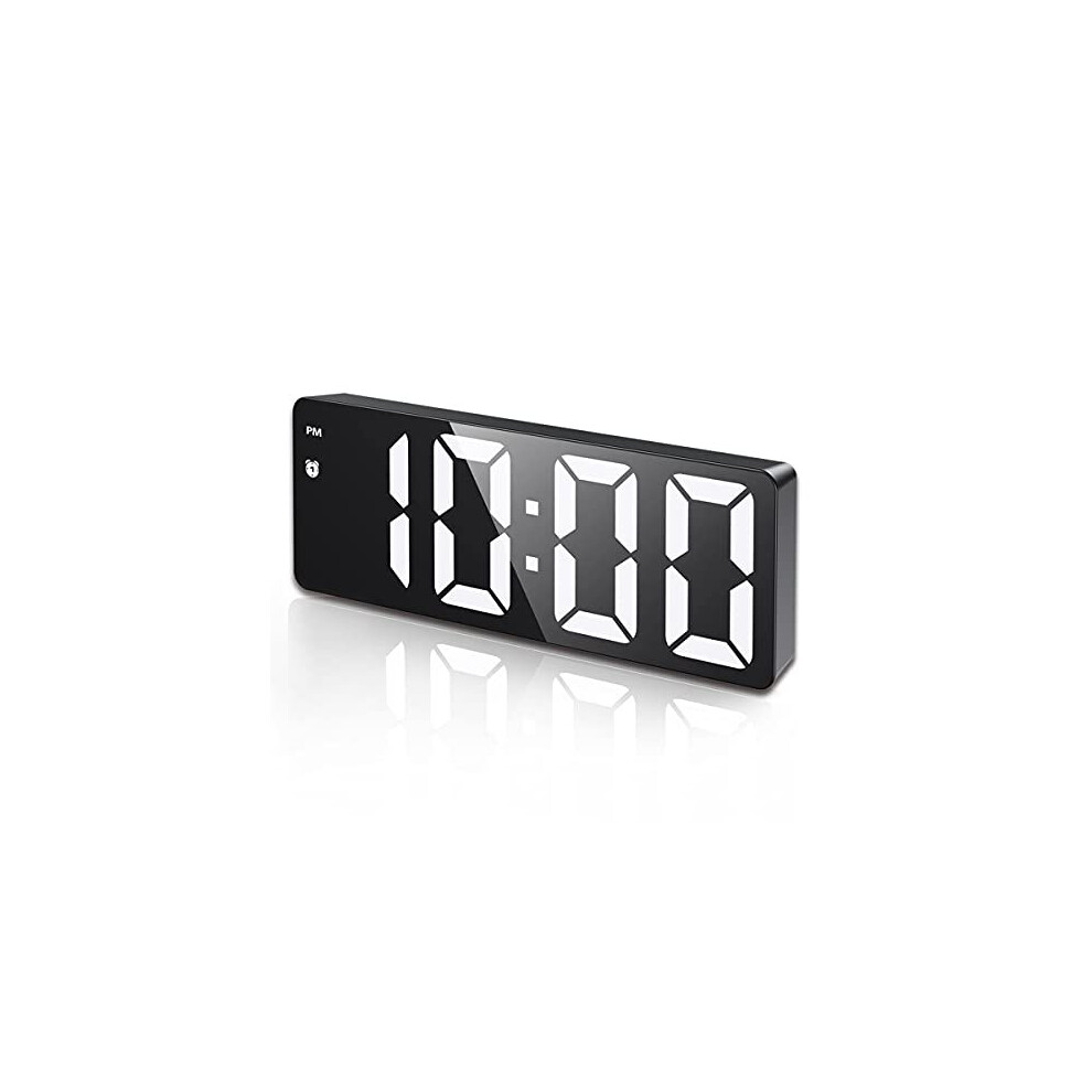 Criacr Digital Alarm Clock, Bedside Alarm Clock with Large LED Display, Non Ticking USB/Battery Powered Alarm Clock with Temperature, Snooze, Date,