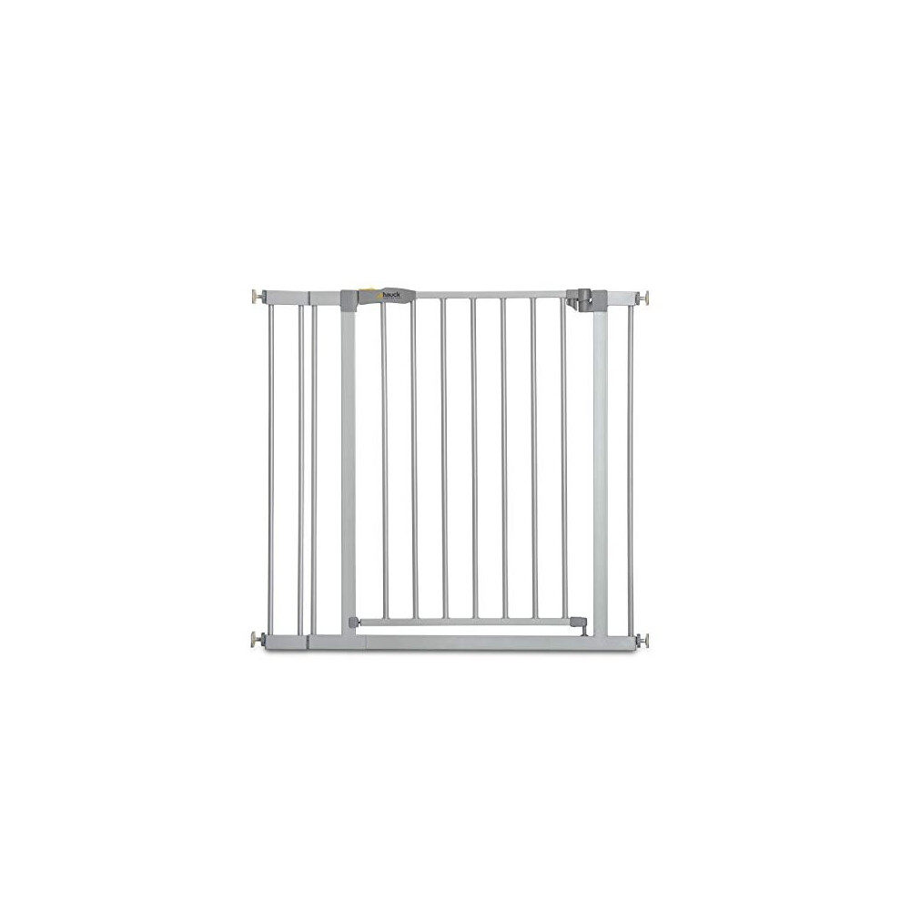 Hauck Safety Gate for Doors and Stairs Stop N Safe 2 incl. 9 cm Extension / Pressure Fit / 84 - 89 cm Large / Metal / Grey