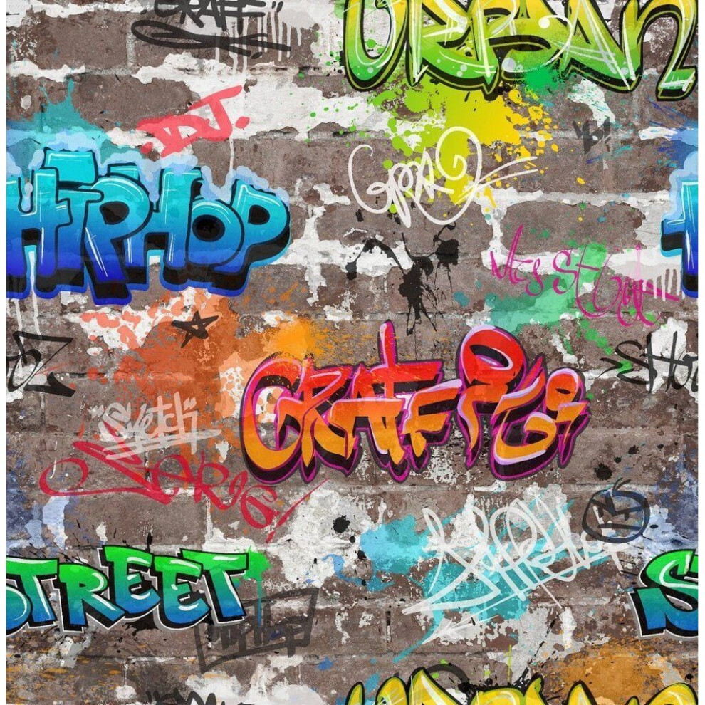 Graffiti Wallpaper Urban Brick Luxury Heavyweight Fine Decor 5011419415823