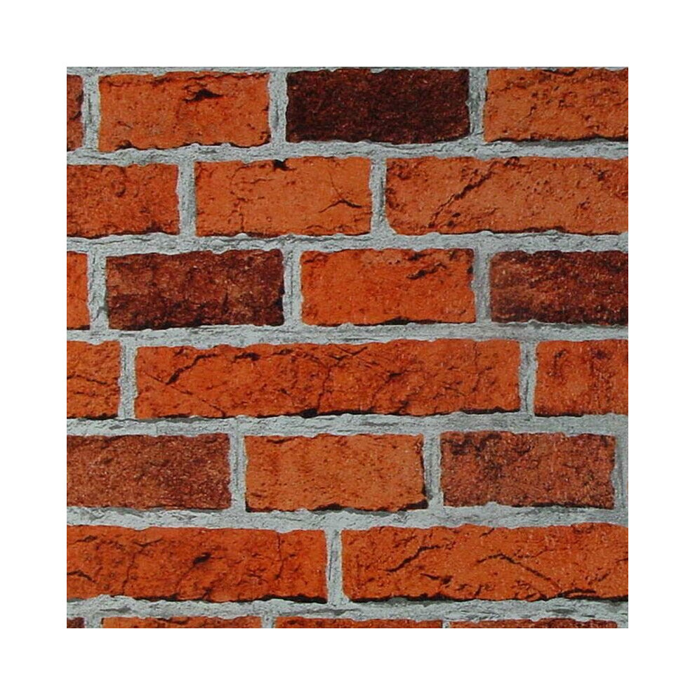 Textured Vinyl Brick Style Wallpaper Stones Slates Rustic Effect Red