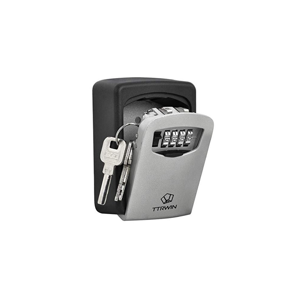 TTRWIN Key Lock Box with 4-Digit Combination Lock, [Waterproof][Wall Mounted][Zinc Alloy] Resettable Code, for House Spare Keys, Business, Farm, Ga