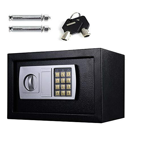 Fireproof 8.5L Electronic Password Safe – Wall-Mounted Deposit Box with Digital PIN & Override Key, Solid Steel, Anti-Theft