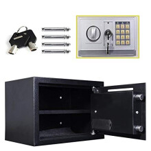 16 Litre Safe Box Digital Large Security Safety Steel Case 9.8 * 13.8 * 9.8in Cash Value Home Safe with Locking Bolts Spare Keys for Office or Home