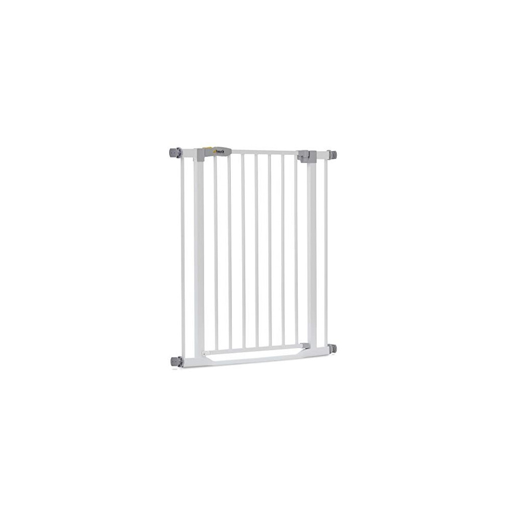 Hauck Safety Gate for Doors and Stairs Clear Step / Pressure Fit / 75 - 80 cm Large / Thin Step Over Bar / Extendable with Separate Extensions /