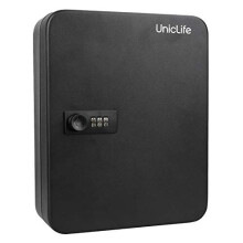 Uniclife 48 Key Cabinet Steel Security Safe Box with Combination Lock, Black