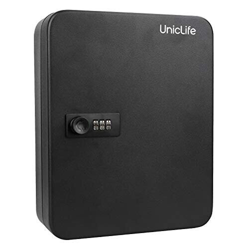 Uniclife 48 Key Cabinet Steel Security Safe Box with Combination Lock, Black
