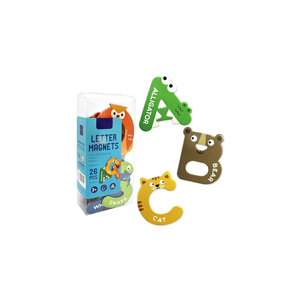 Hioph Large Magnetic Letters For Kid Magnets Fridge Animals Alphabet Toys, Children Magnetic Refrigerator Uppercase Abc Alphabet Cute Spelling Le