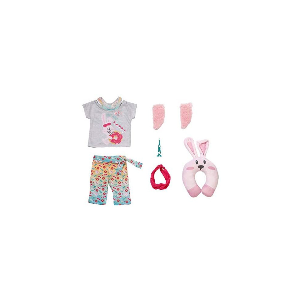 BABY born 829363 Bath Deluxe Good Night Set-Fits Dolls up to 43cm-for Small Hands-Dougnut Print Pyjama-Includes Headband, Socks & Toothbrush-Ages