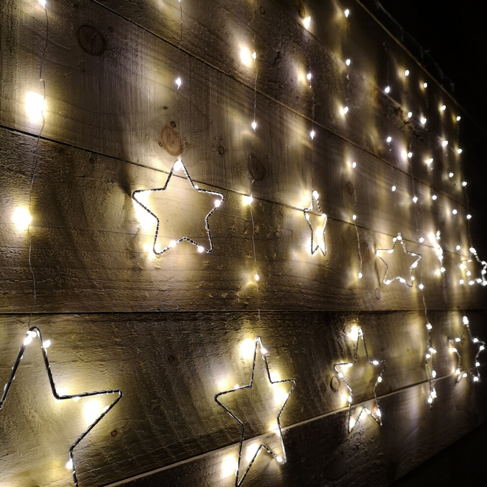 150 Warm White Animated LED Christmas Curtain Lights Indoor/Outdoor Decorations