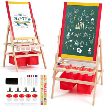 3 in 1 Kids Easel Double Sided Chalkboard & Whiteboard Standing Art Easel
