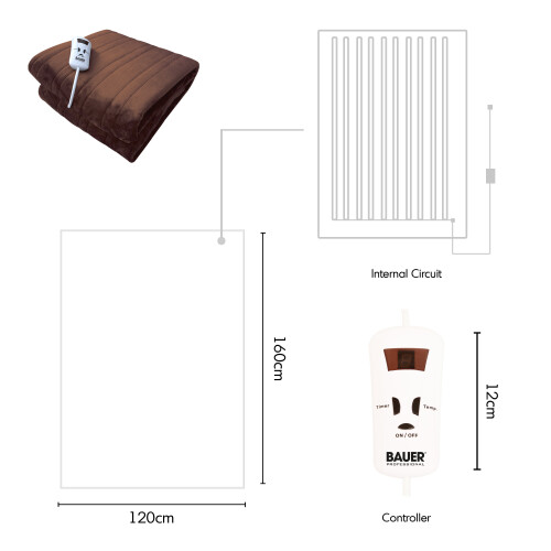 Bauer 39040 Luxury Soft Touch Heated Throw Blanket (Brown, Double Size) 2