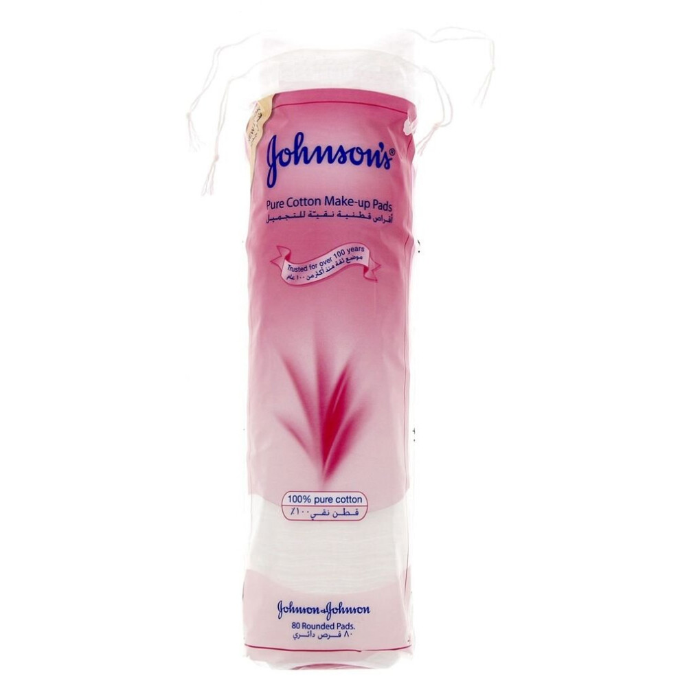 Johnson's Cotton Make-up Pads, Pack of 80's Naturally Soft, Absorbent & Gentle