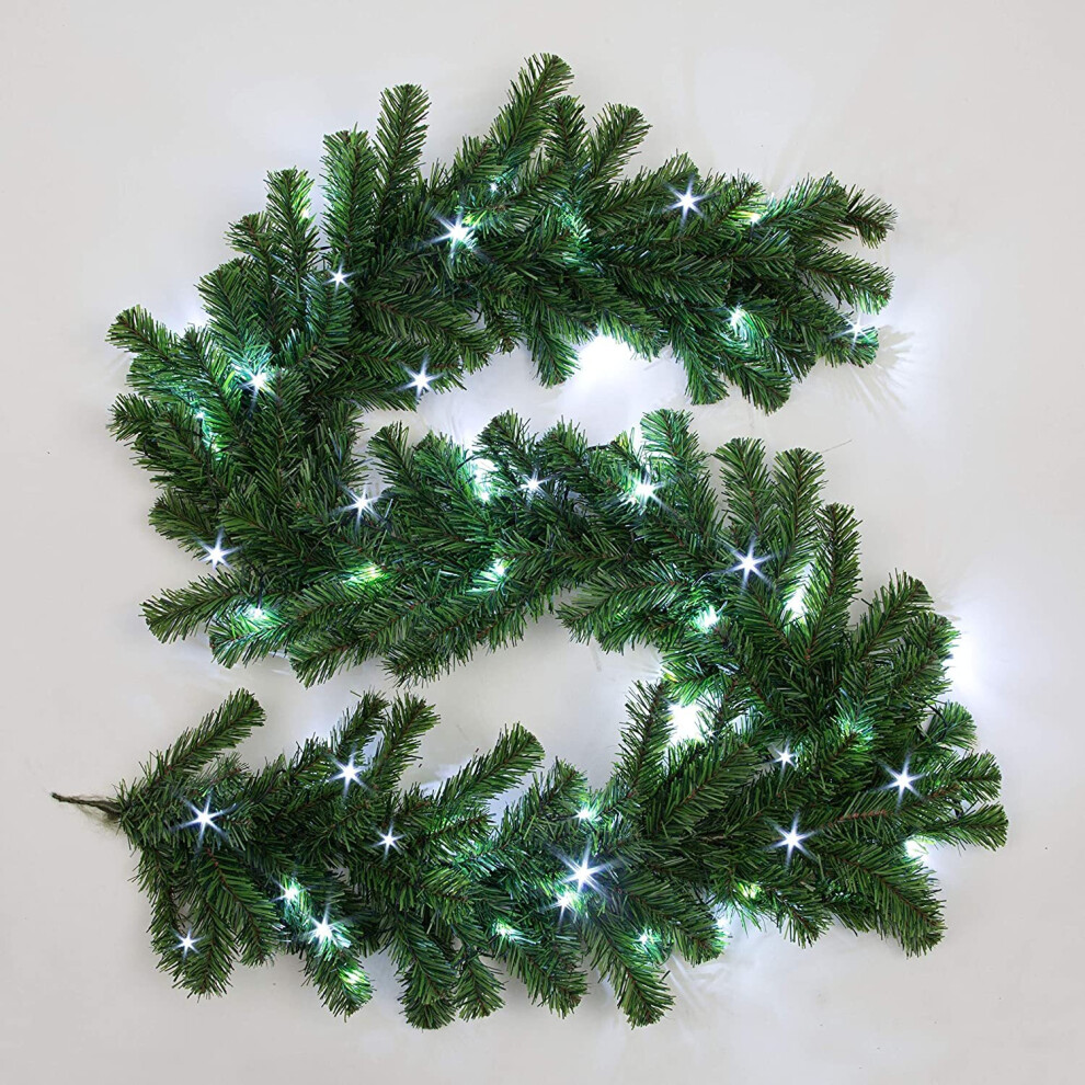 Garden Store Direct (Garland, Green With Ice White Leds) Christmas Garlands And Wreaths - Many Styles