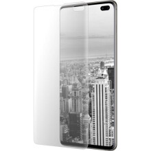 Mobiparts Curved Tempered Glass Screen Protector for Samsung Galaxy S10 Plus - 9H Edge-to-Edge Anti-Bacterial Fingerprint Sensor Works Through Glass