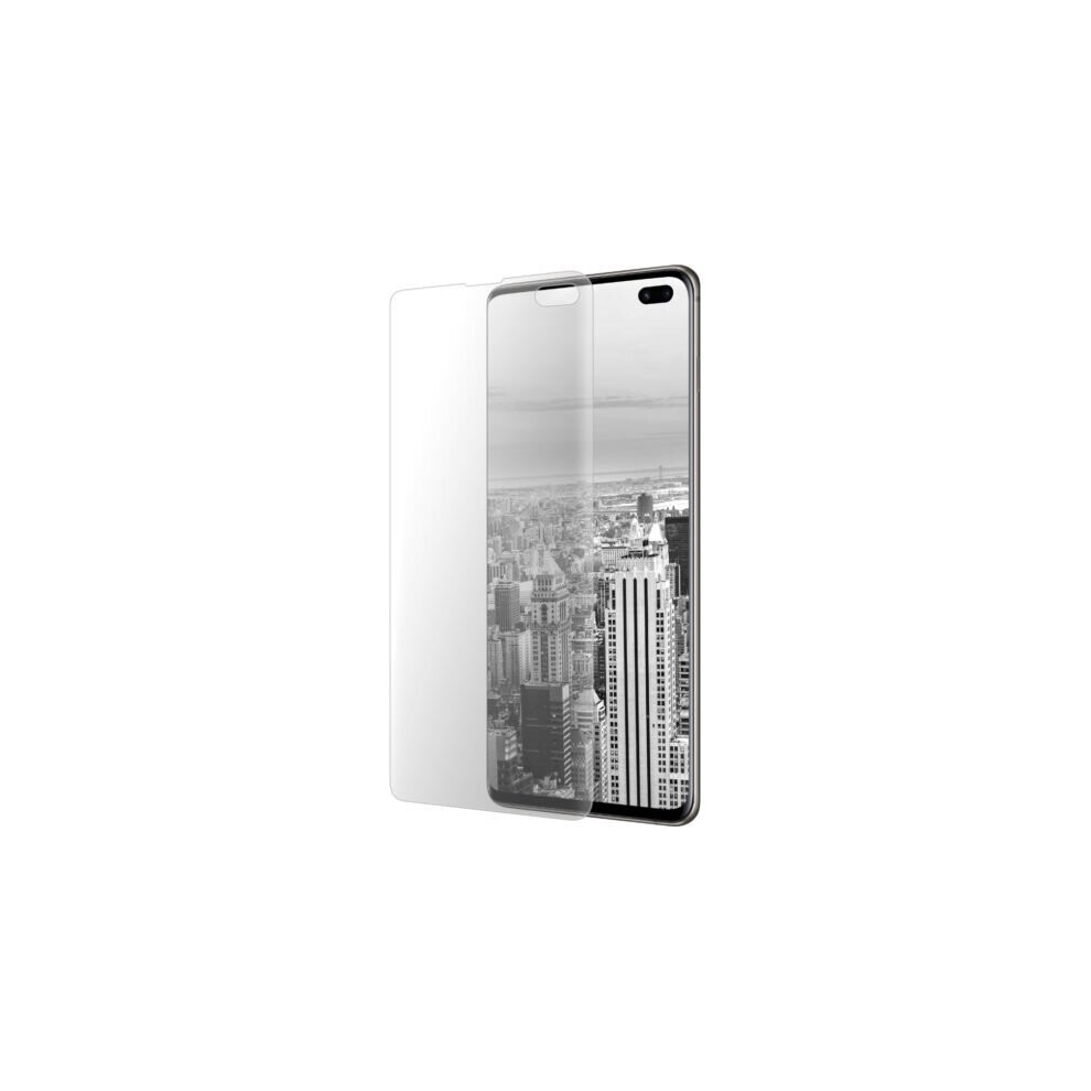 Mobiparts Curved Tempered Glass Screen Protector For Samsung Galaxy S10 Plus - 9H Edge-To-Edge Anti-Bacterial Fingerprint Sensor Works Through Glass