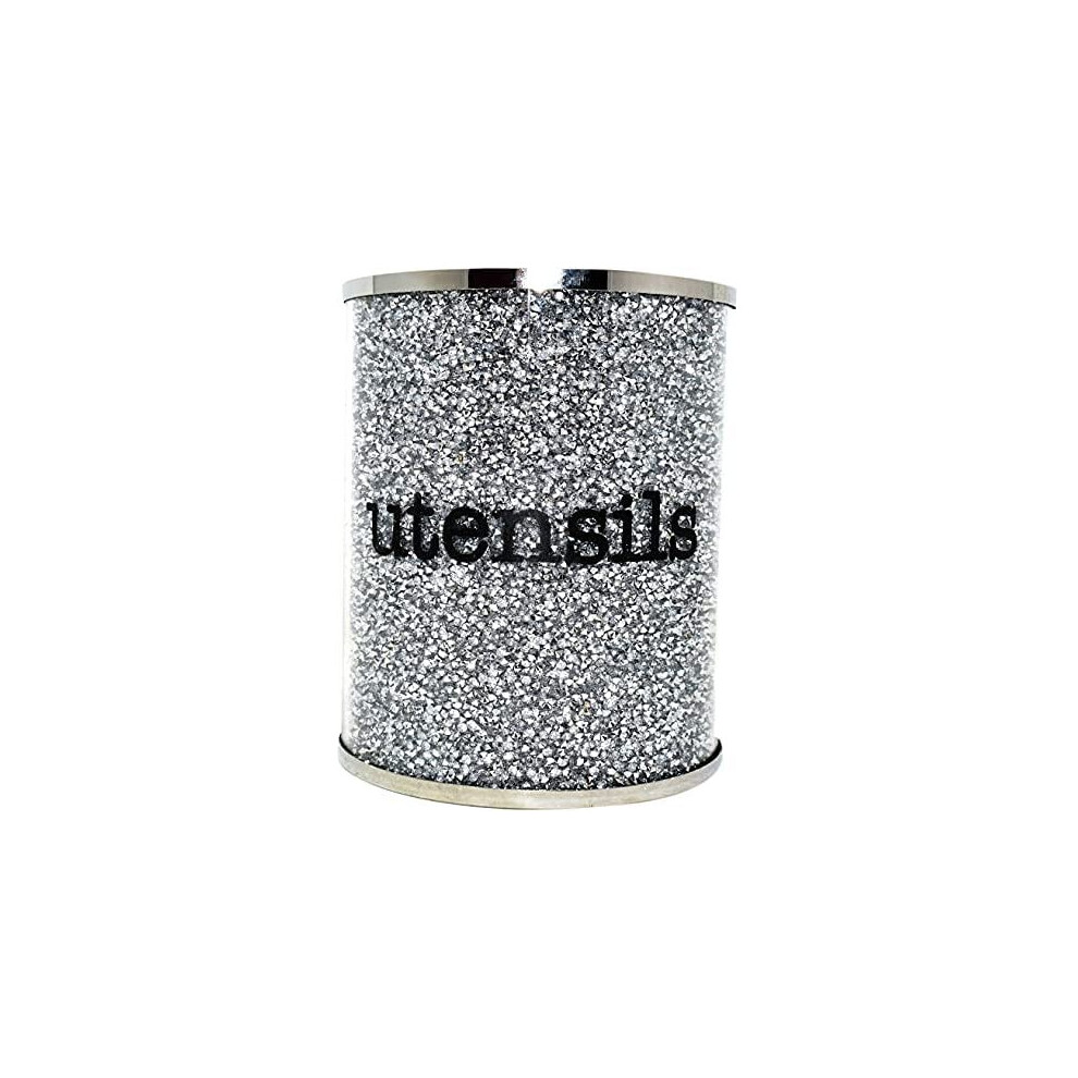 Crystal Crown Utensil Jar Storage Box Cannister Sparkle Ornament Bling Crushed Diamond