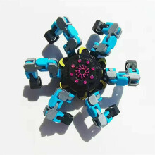 (Blue) Deformable Fingertip Mechanical Gyro Fidget Toy Relief Stress Kid Christmas Gift