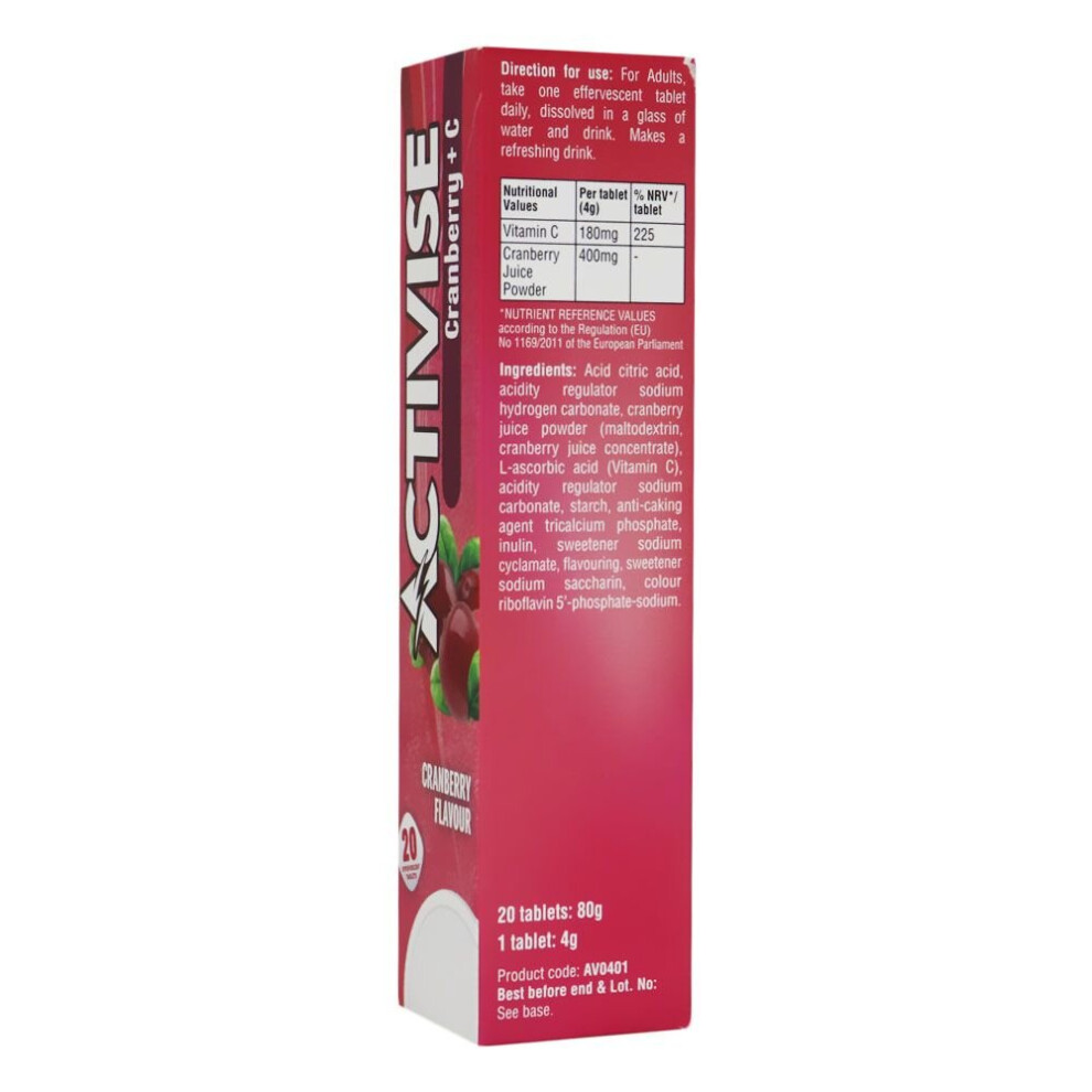 Activise Cranberry Vitamin C Effervescent Tablet Helps To Strengthen Immune System 20'S