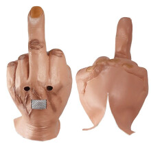 Latex Full-Head Scary Middle Finger Halloween Mask - Funny Cosplay Prop for Parties & Memes (Unisex Adult)
