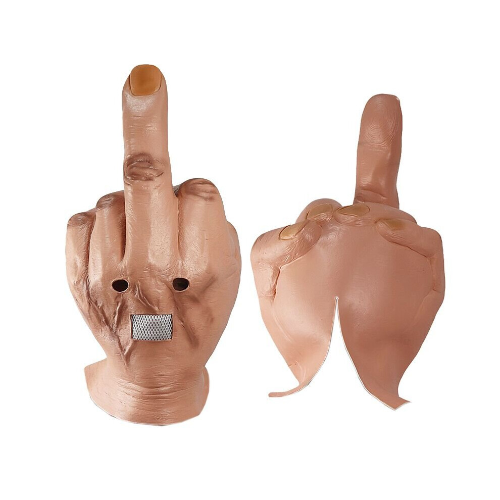Latex Full-Head Scary Middle Finger Halloween Mask - Funny Cosplay Prop for Parties & Memes (Unisex Adult)