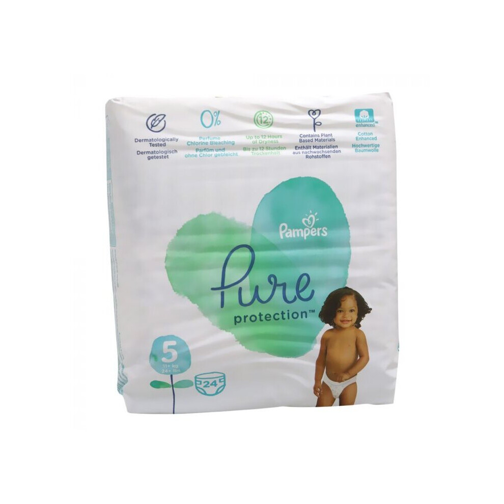Pampers Pure Protection Diaper Size 5 11+ Kg - Pack Of 24'S, Baby Diapers