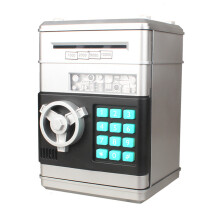(silver) Money Box for Kids Ages 3-12,Electronic ATM Money Safe for Kids Money Bank Piggy Bank for Boys Girls ATM Password Money Safe Savings Money Box