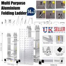 4.7M 14 in 1 Multi-Purpose Aluminium Folding Ladder w/2 Platform