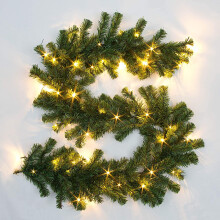 (Garland, Green With Warm White LEDS) Christmas Garlands and Wreaths - Many Styles