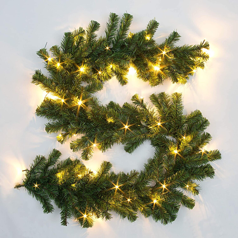 Garden Store Direct (Garland, Green With Warm White Leds) Christmas Garlands And Wreaths - Many Styles