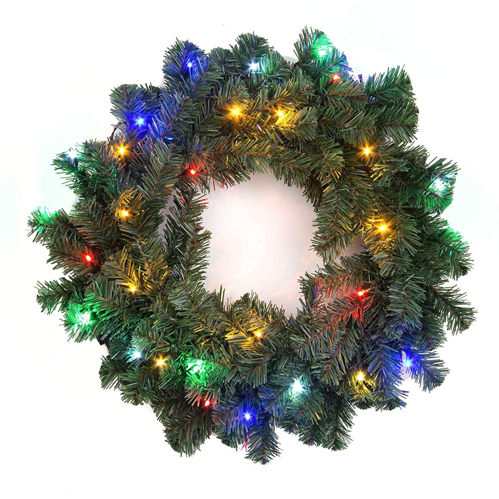 Garden Store Direct (Wreath, Green With Multicoloured Leds) Christmas Garlands And Wreaths - Many Styles
