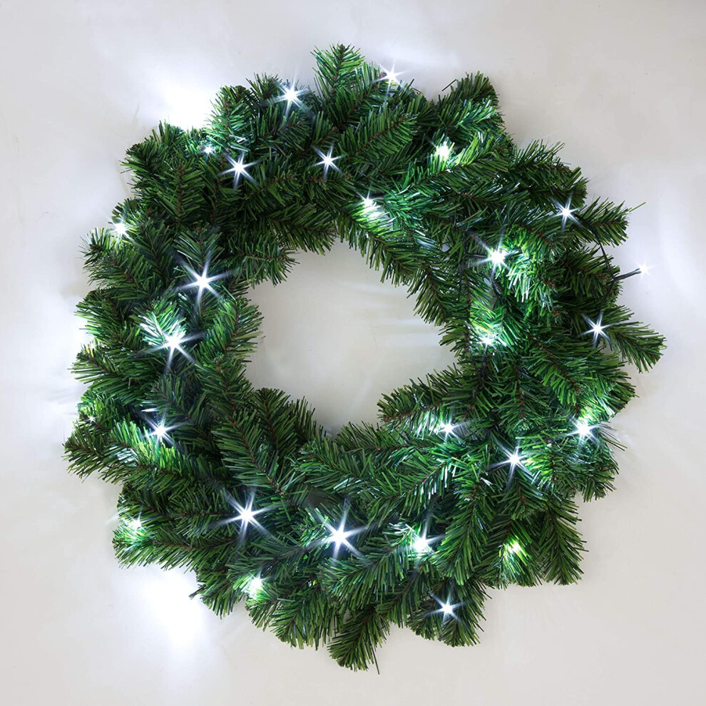 Garden Store Direct (Wreath, Green With Ice White Leds) Christmas Garlands And Wreaths - Many Styles