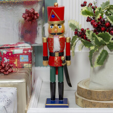 The Christmas Workshop 81550 35cm Red Festive Decorative Wooden Nutcracker