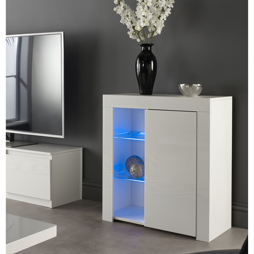 (White) Modern Matt Gloss Buffet Sideboards Display Cabinets with LED Lights