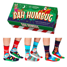 Cockney Spaniel Box of 3 Christmas Socks Bah Humbug Men's Sizes UK6-11