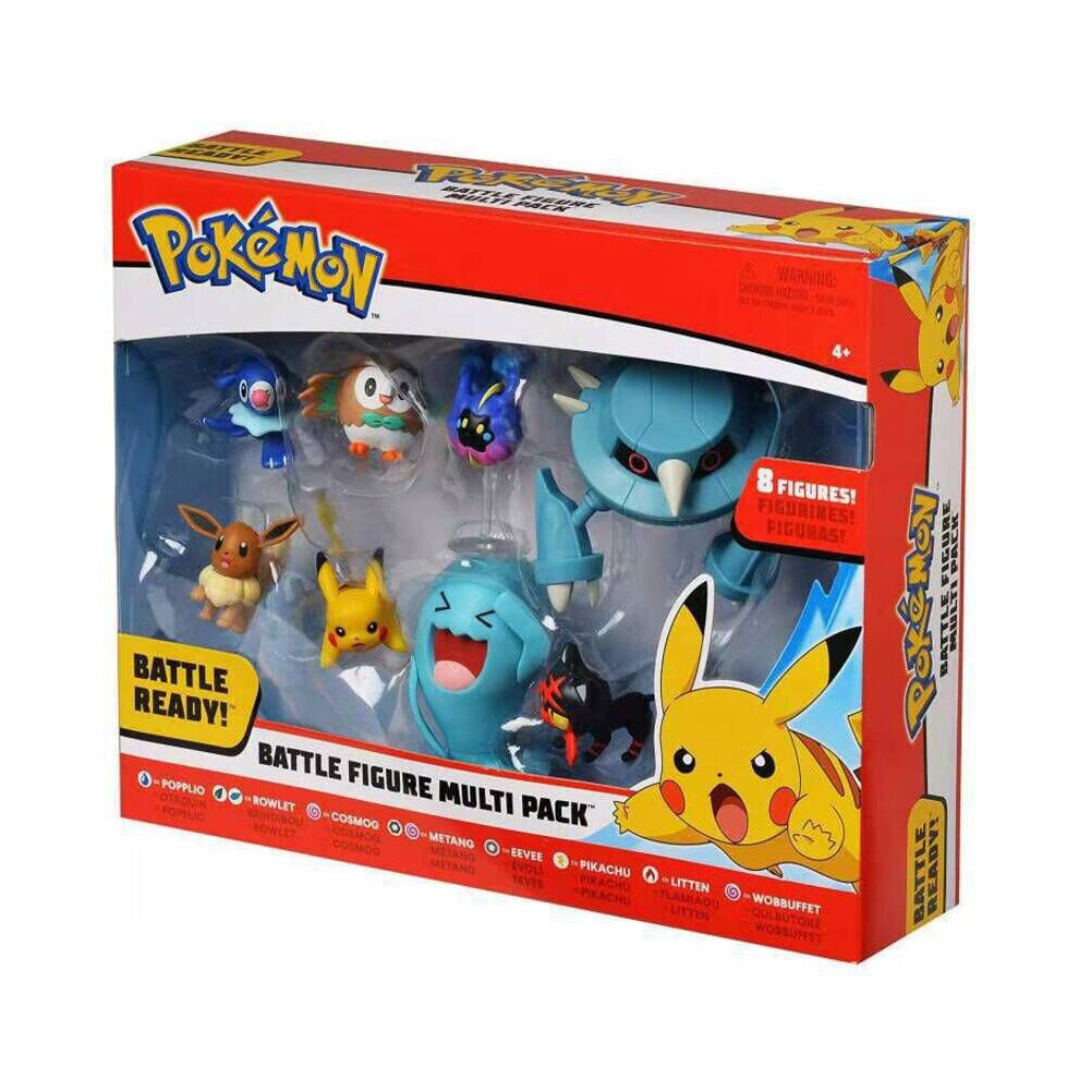 8pcs Set Pokemon Battle Figure Multi Pack Pikachu Eevee Wobbuffet Toys Gifts