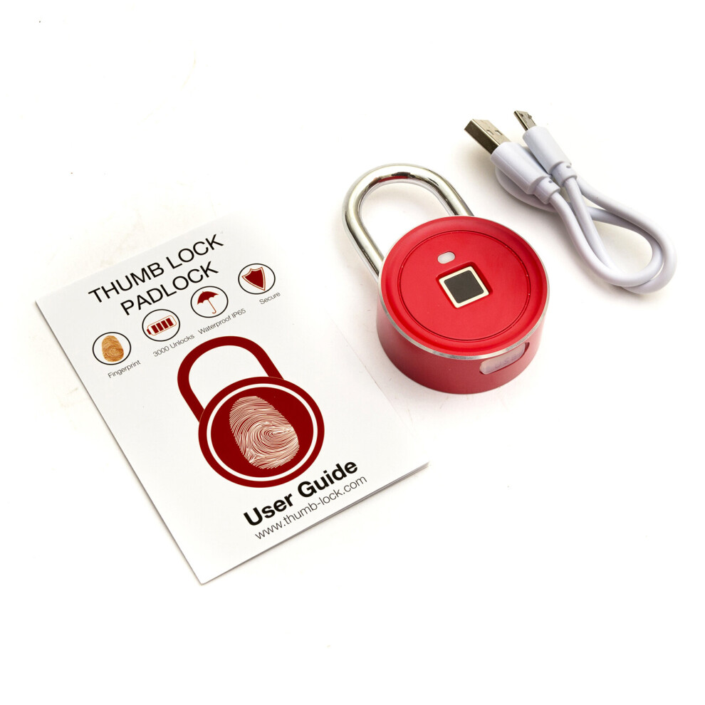 (Red) Smart Fingerprint Padlock Keyless Pad Lock