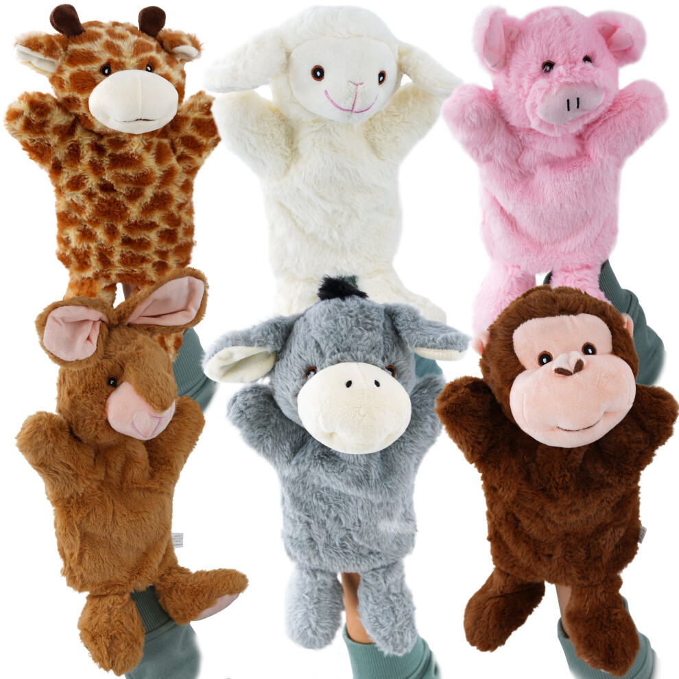 The Magic Toy Shop Set Of 6 Animal Hand For Story Telling & Act Wildlife Theme Soft Stuffed Puppets