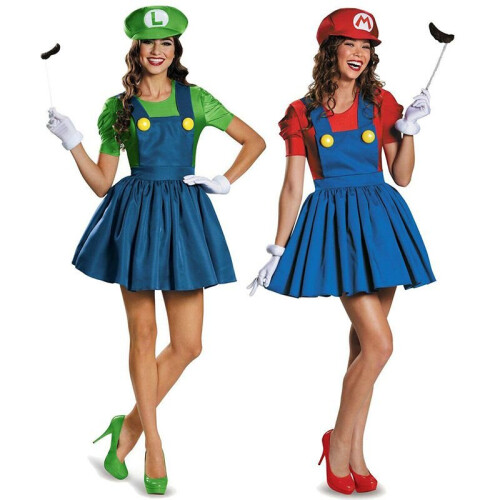 Women s Super Mario Bros Luigi Workmen Skirt Version Adult Costume Fancy Dress on OnBuy