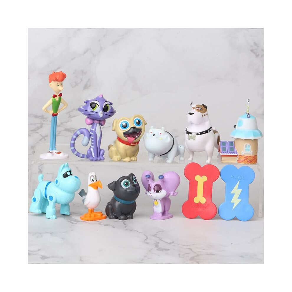 12-Piece Puppy Dog Pals Bingo & Rolly Skateboard Action Figures – Collectible Ornaments, Ideal Christmas Gift for Kids