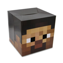(Brown Steve) Minecraft Cardboard Head Cover Box Steve Creeper Enderman Mask Cosplay Costume